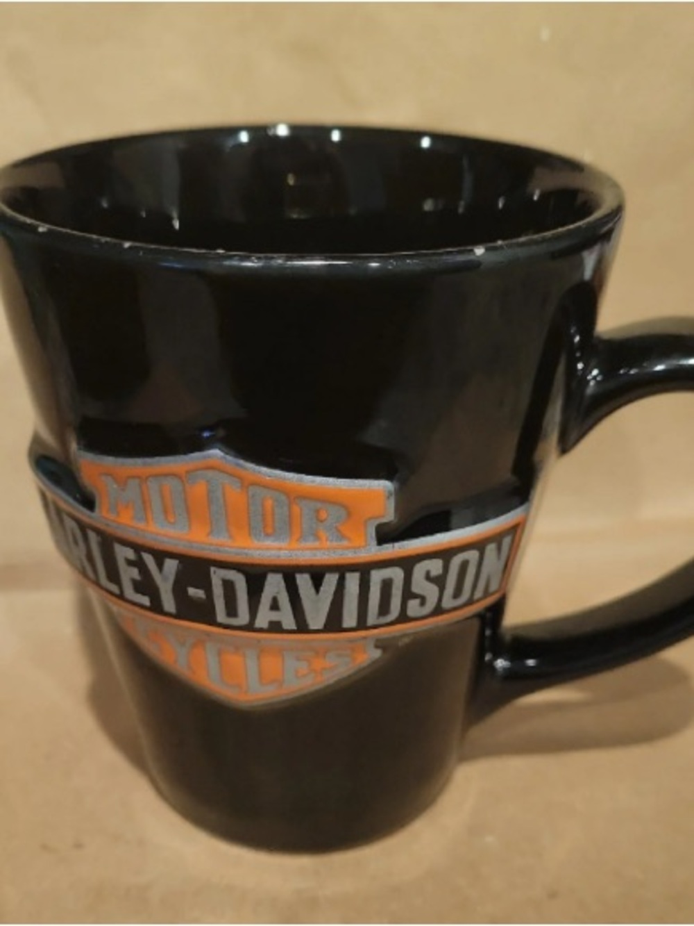 Harley-Davidson Black Ceramic Mug with Orange Logo